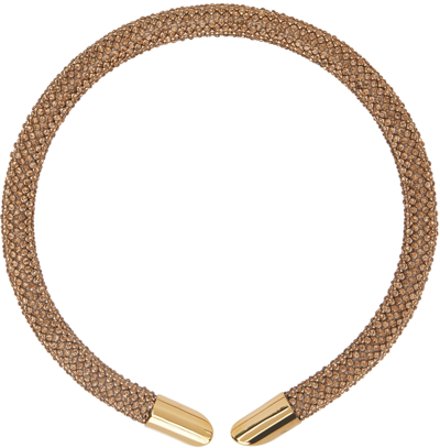 Shop Rabanne Gold Pixel Tube Choker Necklace In M705 Gold / Topaz