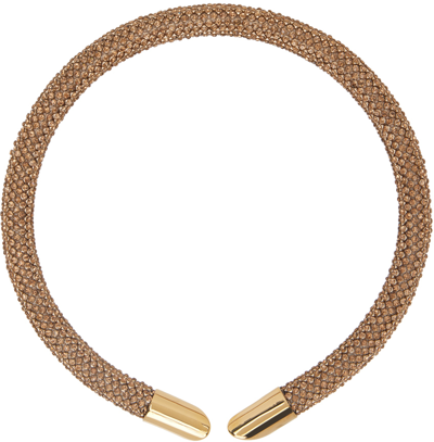 Rabanne Gold Pixel Tube Choker Necklace In M705 Gold / Topaz