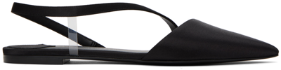 Shop Stella Mccartney Black Iconic D'orsay Slippers In 1064 Black/crystal
