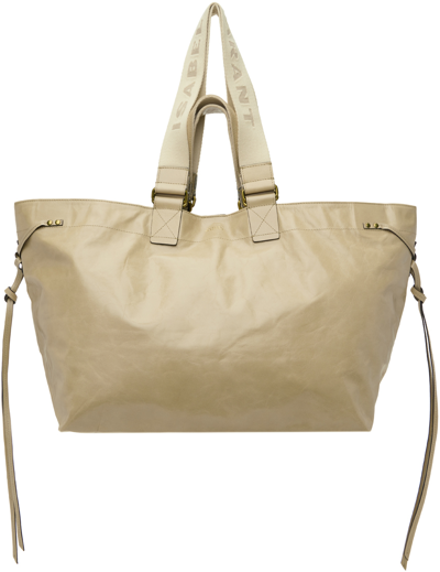 Shop Isabel Marant Beige Wardy Leather Tote In 23sd Sand