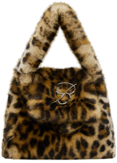 Shop Blumarine Beige Animalier Rhinestone 'b' Monogram Pin Bag In M8159 Sand/nero