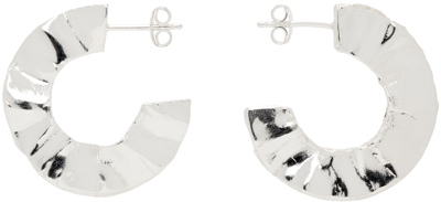 Beaufille Silver Crinkle Hoop Earrings In Silver