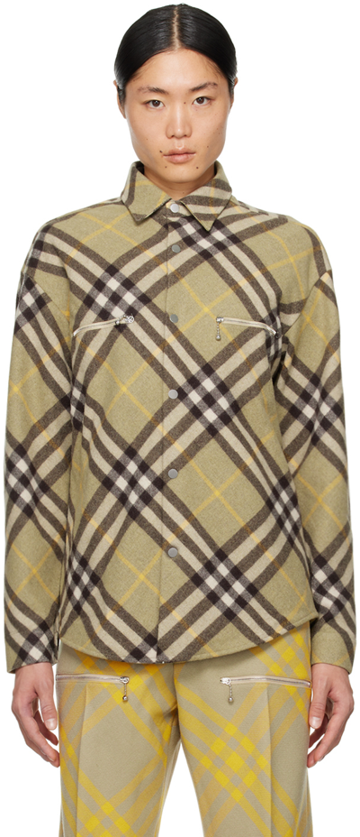 Shop Burberry Beige Check Jacket In Hunter Ip Check