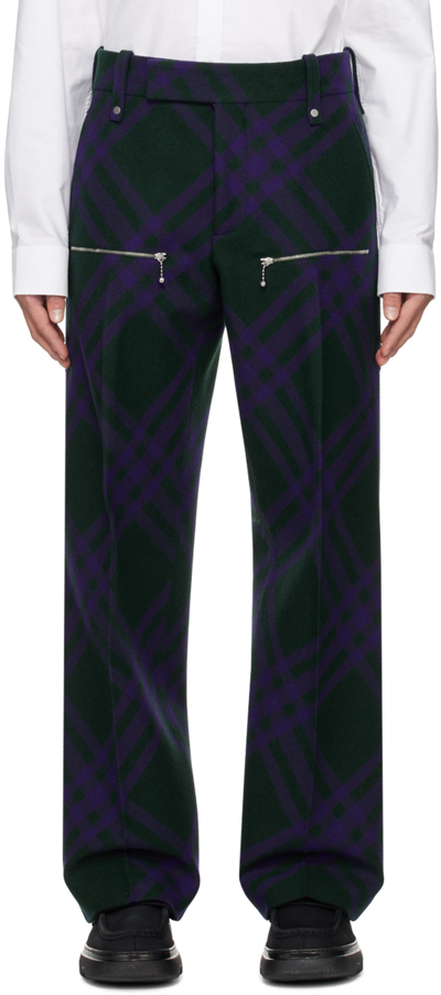 Burberry Check-pattern Wool Trousers In Deep Royal Ip Check