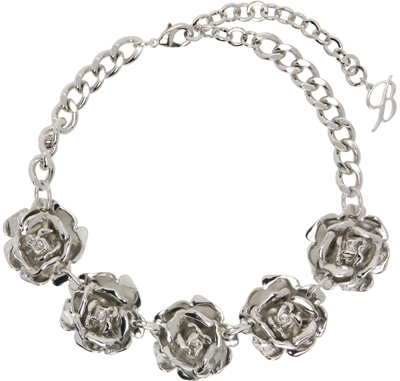 Shop Blumarine Silver Roses Choker In N0996 Nikel Free Tel
