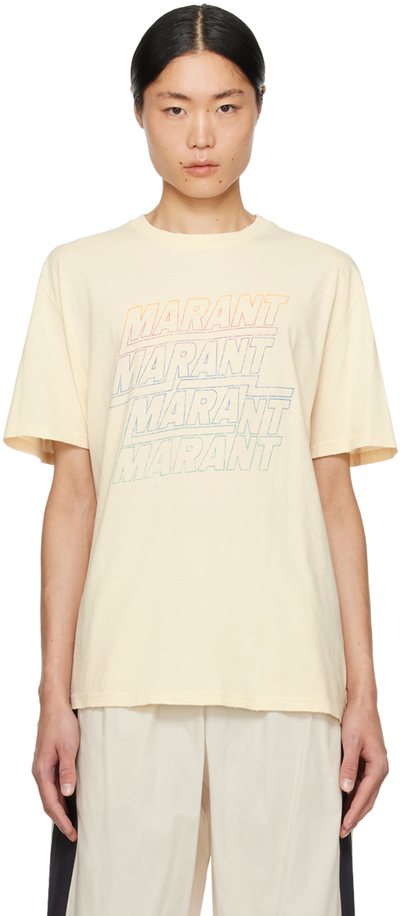 Shop Isabel Marant Off-white Hugo T-shirt In 23ec Ecru