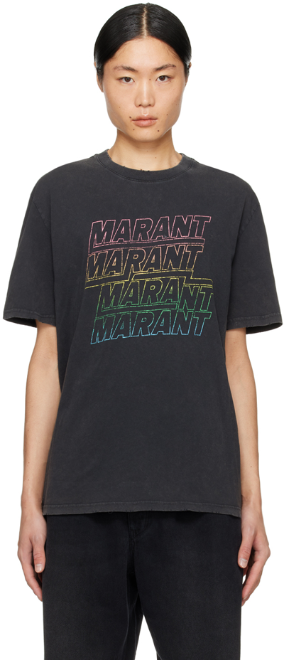 Shop Isabel Marant Black Hugo T-shirt In 02fk Faded Black