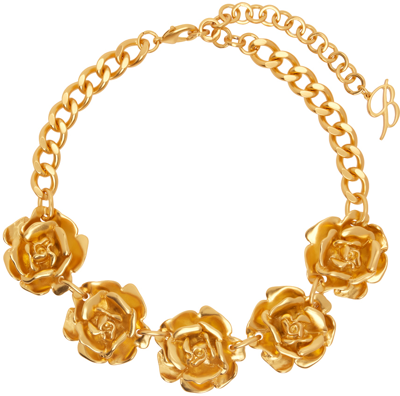 Shop Blumarine Gold Roses Choker In N0836 Oro Satinato
