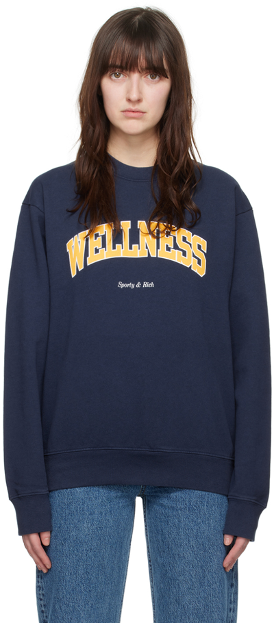 Shop Sporty And Rich Navy 'wellness' Ivy Sweatshirt