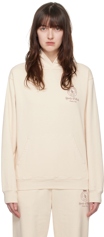 Shop Sporty And Rich Beige Crown Hoodie In Cream