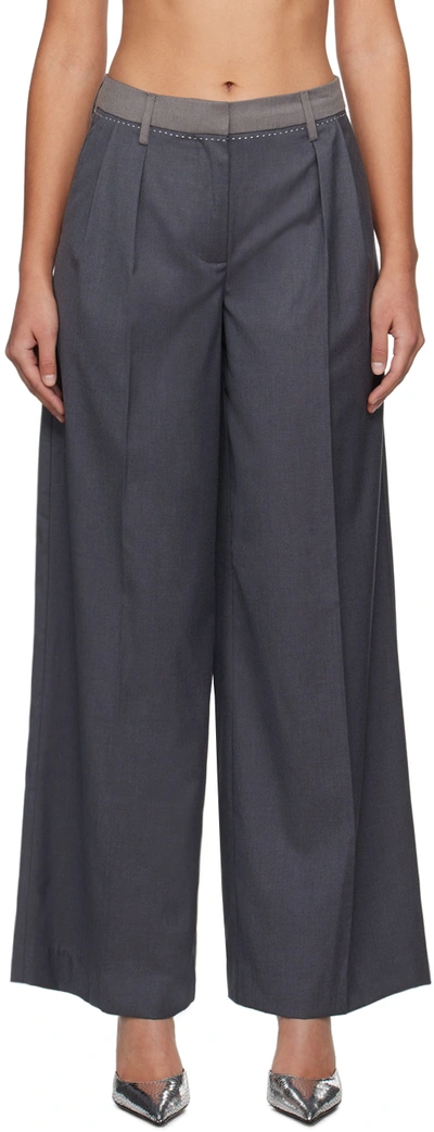 Shop Remain Birger Christensen Gray Two-color Trousers In 18-0201 Castlerock