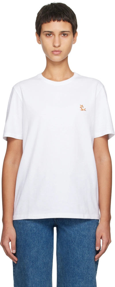 Shop Maison Kitsuné White Chillax Fox Patch T-shirt In P100 White