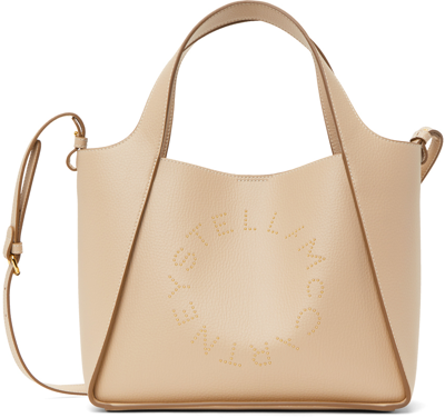 Shop Stella Mccartney Beige Logo Studded Grainy Alter Mat Bag In 9200 Cream