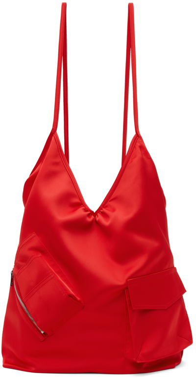 We11 Done Red Pocket Touch Tote In Red