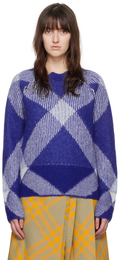 Shop Burberry Blue Check Sweater In Knight Ip Check