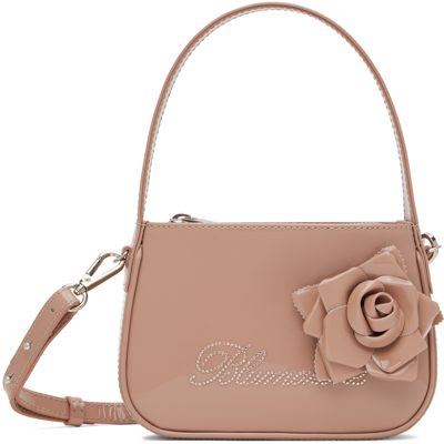 Shop Blumarine Pink Rhinestone Logo Bag In N0144 Cameo Rose