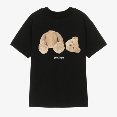 Shop Palm Angels Teen Black Cotton Bear T-shirt
