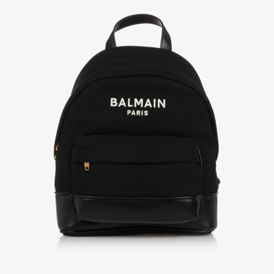 Shop Balmain Black Cotton Canvas Backpack (30cm)