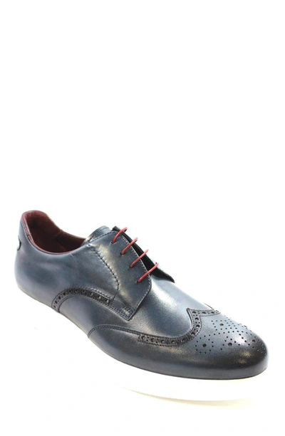 Shop Vellapais Fabriano Brogue Oxford In Navy Blue