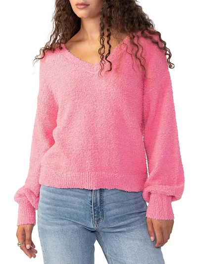 Shop Sanctuary Womens Textured V Neck Pullover Sweater In Pink