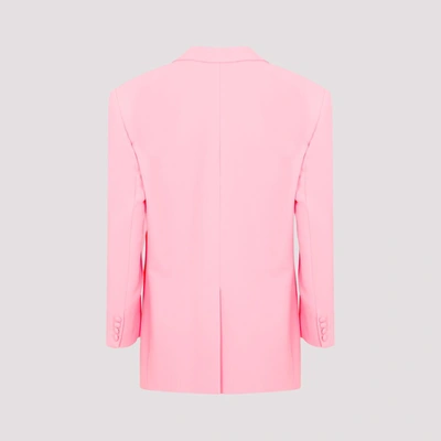 Shop Magda Butrym Silk Blazer Jacket In Pink & Purple