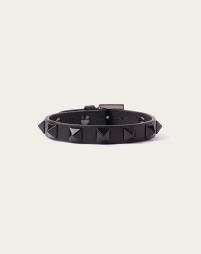 Shop Valentino Garavani Garavani Rockstud Bracelet In Leather And Metal In Black