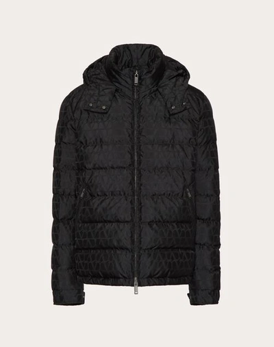 Shop Valentino Nylon Down Jacket With Toile Iconographe Pattern In Black