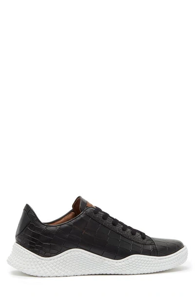 Shop Mezlan Croc Embossed Sneaker In Black