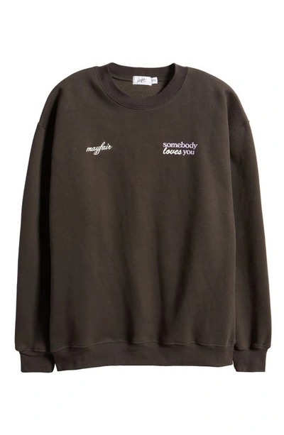 Shop The Mayfair Group Somebody Loves You Oversize Fleece Sweatshirt In Charcoal