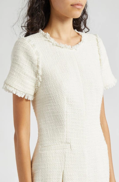 Cinq À Sept Cinq A Sept Nova Fringe Trim Boucle Mini Dress In Gardenia