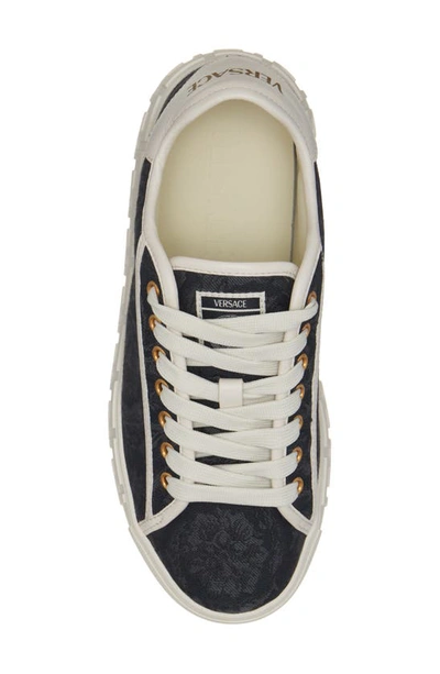 Shop Versace Barroco Greca Jacquard Low Top Sneaker In Black/ Off White