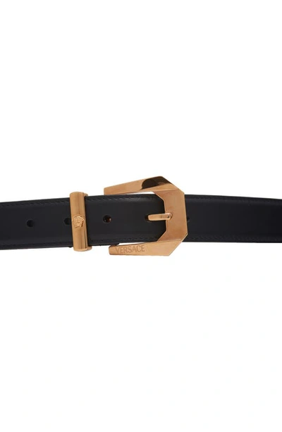 Shop Versace Classic Leather Belt In Black/  Gold