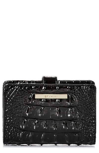 Shop Brahmin Hannah Croc Embossed Leather Wallet In Black