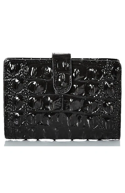 Shop Brahmin Hannah Croc Embossed Leather Wallet In Black