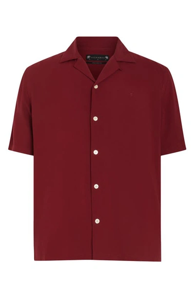 Shop Allsaints Venice Relaxed Fit Short Sleeve Button-up Camp Shirt In Mars Red