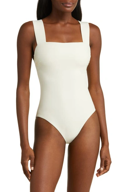 Shop Bondi Born Gwen Square Neck One-piece Swimsuit In Pearl