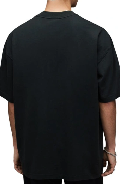 Allsaints Mens Jet Black Biggy Logo-print Relaxed-fit Organic-cotton T-shirt In Jet Black