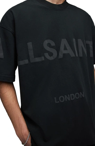 Allsaints Mens Jet Black Biggy Logo-print Relaxed-fit Organic-cotton T-shirt In Jet Black