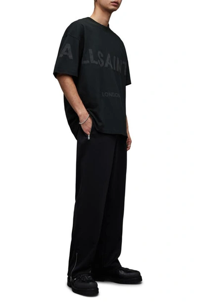Allsaints Mens Jet Black Biggy Logo-print Relaxed-fit Organic-cotton T-shirt In Jet Black