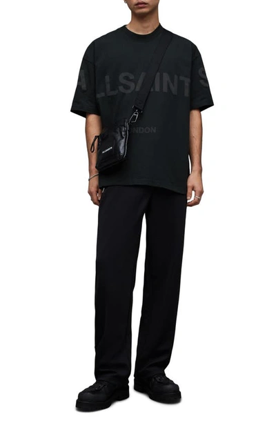 Allsaints Mens Jet Black Biggy Logo-print Relaxed-fit Organic-cotton T-shirt In Jet Black