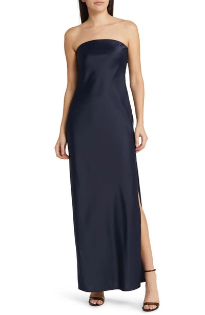 Shop Wayf The Odelle Strapless Satin Gown In Ink