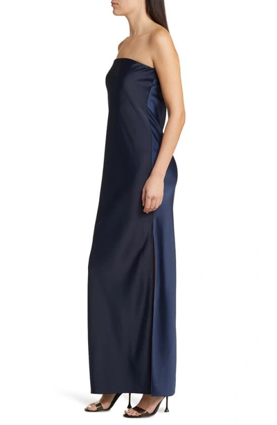 Shop Wayf The Odelle Strapless Satin Gown In Ink