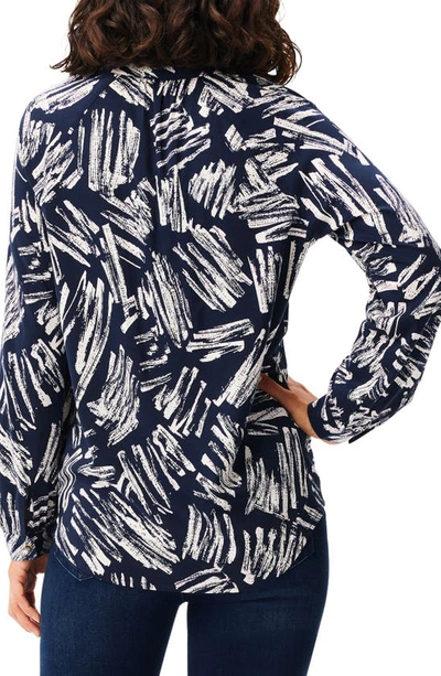 Nic + Zoe Sweet Strokes Snap Front Shirt In Indigo Multi