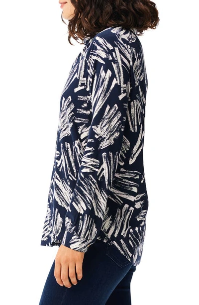 Nic + Zoe Sweet Strokes Snap Front Shirt In Indigo Multi