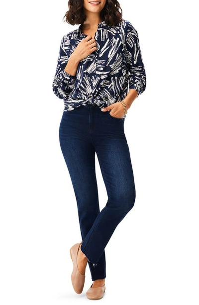 Nic + Zoe Sweet Strokes Snap Front Shirt In Indigo Multi