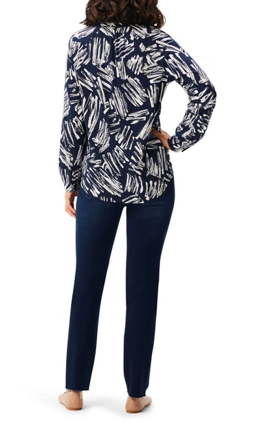 Nic + Zoe Sweet Strokes Snap Front Shirt In Indigo Multi