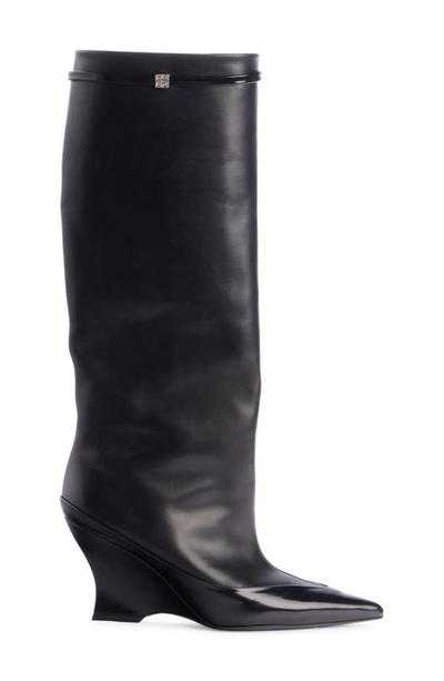 Shop Givenchy Raven Pointed Toe Knee High Boot In Black