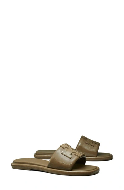 Shop Tory Burch Double-t Leather Sport Slide Sandal In Toasted Sesame