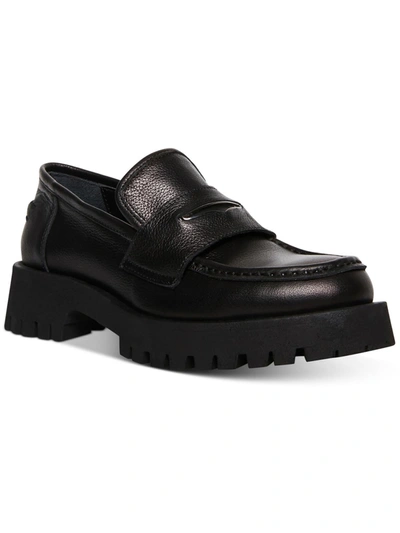 Shop Steve Madden Lawrence Womens Slip On Leather Loafers In Black
