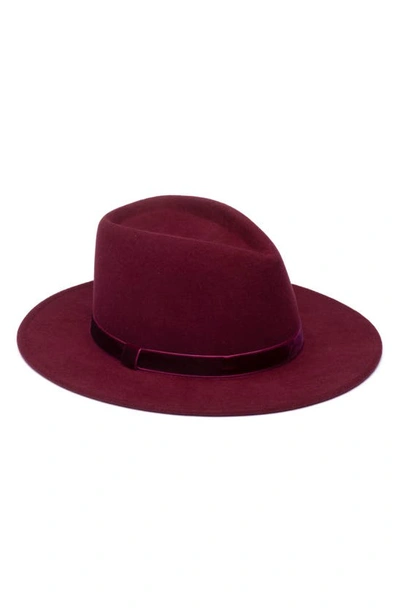 Shop Eugenia Kim Velvet Trim Wool Fedora Hat In Bordeaux